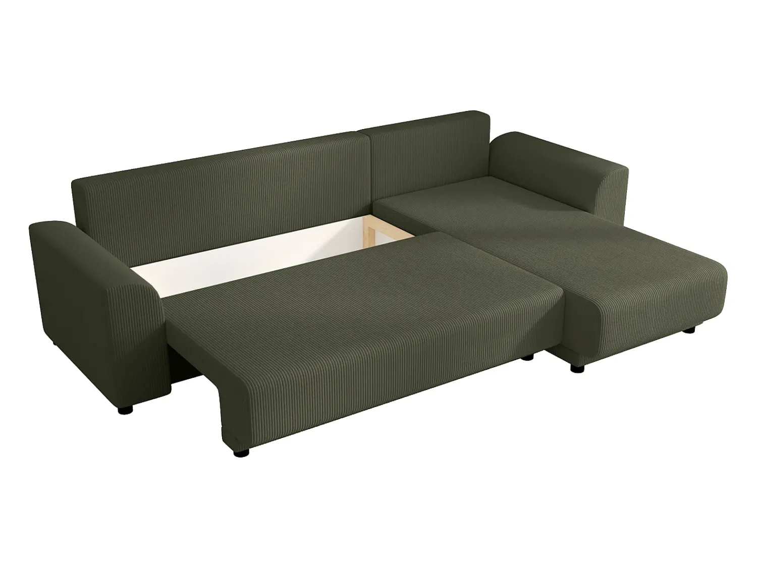 Vente-unique Sofá de canto convertível e reversível veludo canelado verde NESSARO^ Sofá