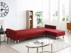 Sofá|Vente-unique Sofá de canto convertível em cama e reversível em tecido WILLIS II Vermelho