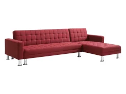 Sofá|Vente-unique Sofá de canto convertível em cama e reversível em tecido WILLIS II Vermelho