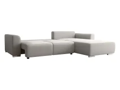Clearance Vente-unique Sofá de canto convertível e reversível tecido cinza-claro MELTANA Cinzento claro
