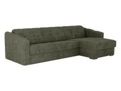 Clearance Vente-unique Sofá de canto convertível reversível abertura rápida em tecido verde - 160 cm - 14 cm DARIELO Caqui