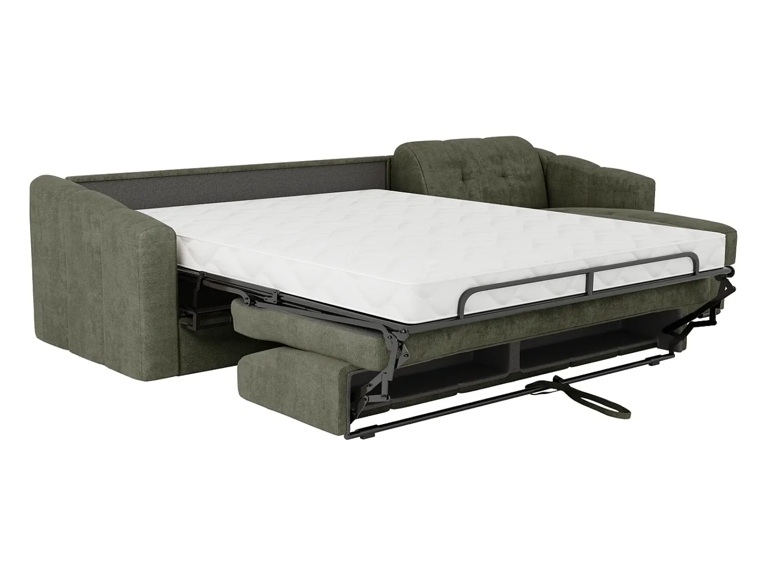 Discount Vente-unique Sofá de canto convertível reversível abertura rápida em tecido verde - 140 cm - 18 cm DARIELO Caqui