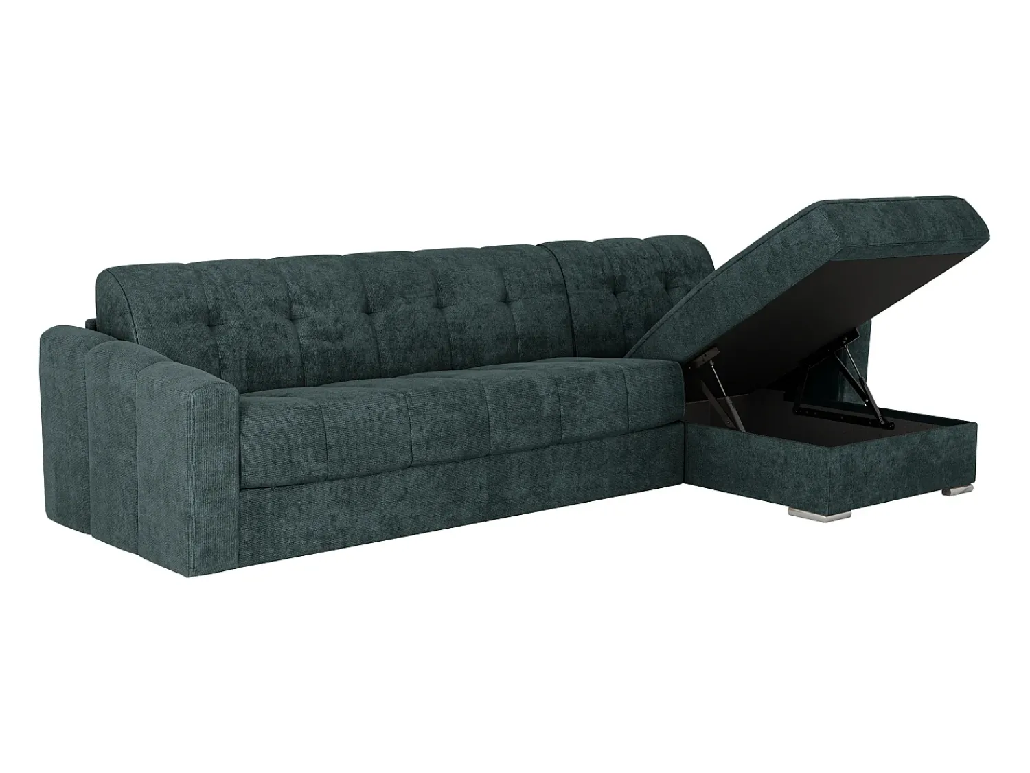 Sofá*Vente-unique Sofá de canto convertível reversível abertura rápida tecido azul pato - 140 cm - 22 cm DARIELO Azul esverdeado