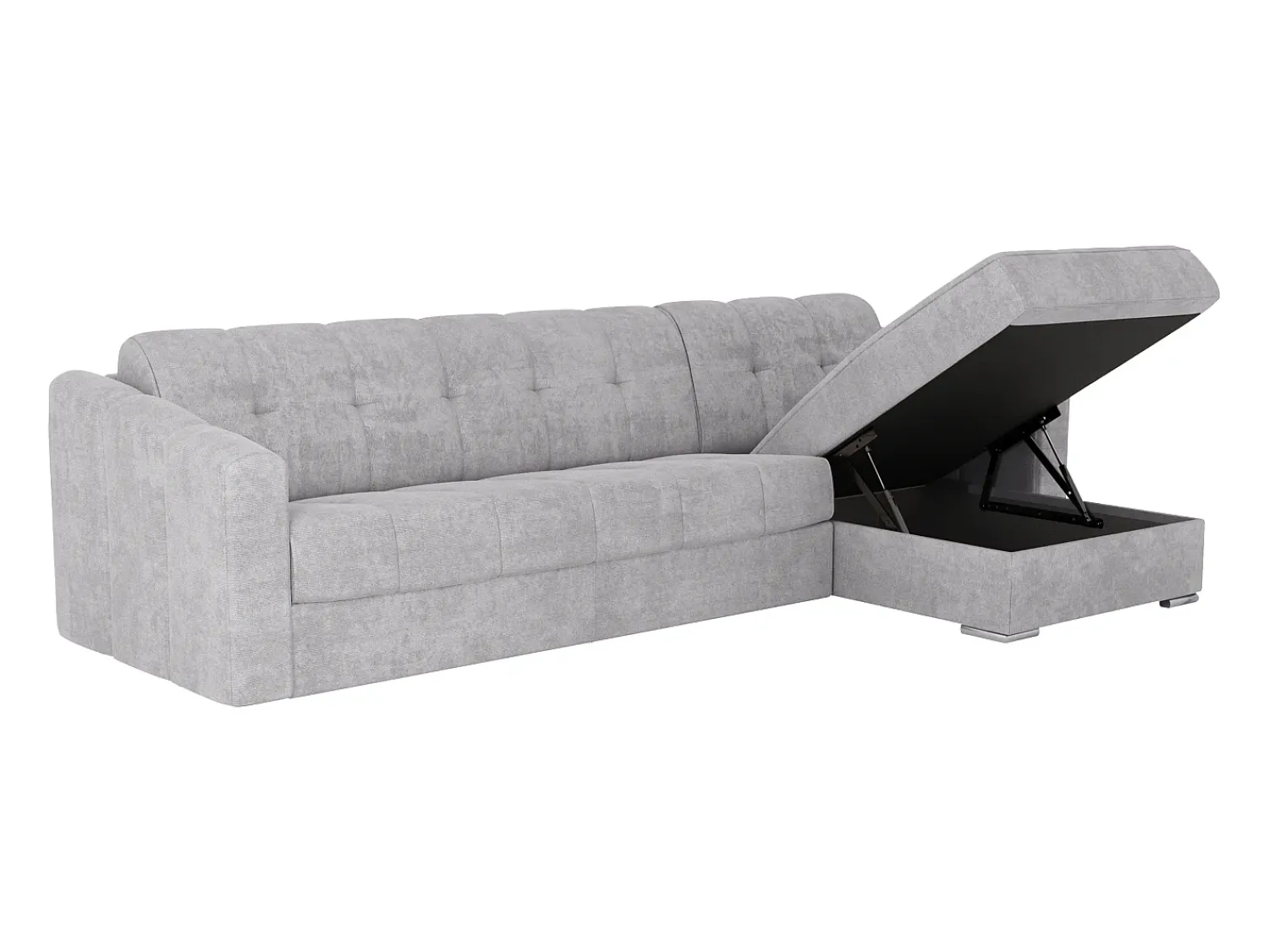 Clearance Vente-unique Sofá de canto convertível reversível abertura rápida tecido - 160 cm - 14 cm DARIELO Cinzento claro