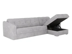 Sofá|Vente-unique Sofá de canto convertível reversível abertura rápida tecido - 160 cm - 18 cm DARIELO Cinzento claro