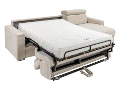 Online Vente-unique Sofá de canto convertível veludo canelado , cama 140 cm, colchão 18 cm VIZIR Bege
