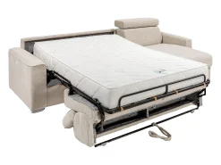 Sofá|Vente-unique Sofá de canto convertível veludo canelado , cama 160 cm, colchão 22 cm VIZIR Bege