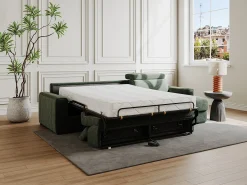 Vente-unique Sofá de canto convertível veludo canelado , cama 160 cm, colchão 14 cm VIZIR^ Sofá