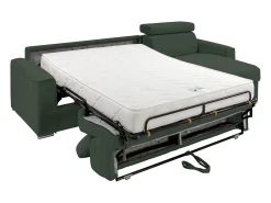 Sofá|Vente-unique Sofá de canto convertível veludo canelado , cama 160 cm, colchão 18 cm VIZIR Verde