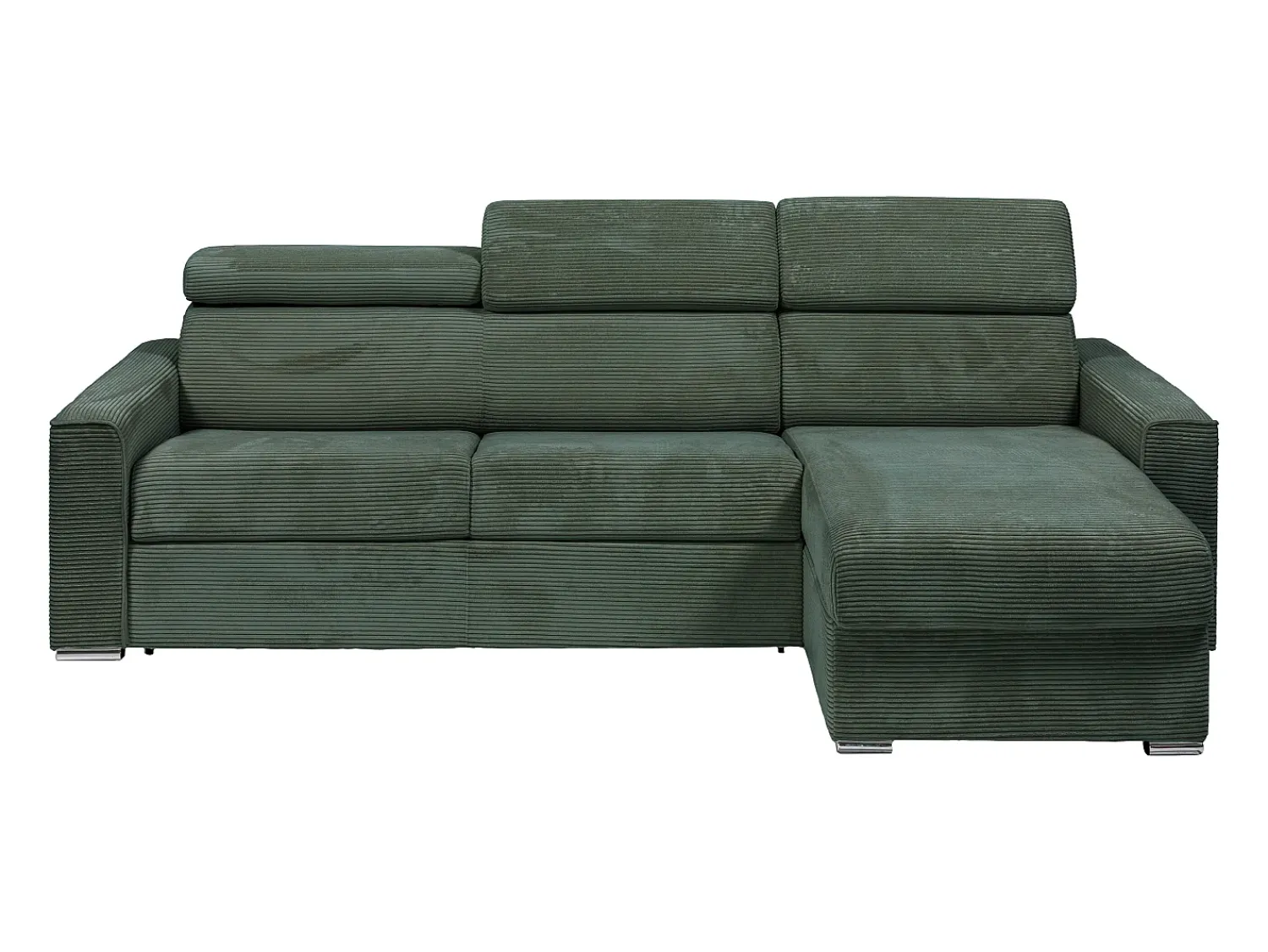 Sofá|Vente-unique Sofá de canto convertível veludo canelado , cama 160 cm, colchão 18 cm VIZIR Verde