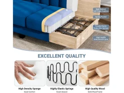 Clearance DripeX Sofá de canto de 3/4 de lugar reversível em tecido - meridiano ou pouf - listras verticais - 208x76x85cm Azul