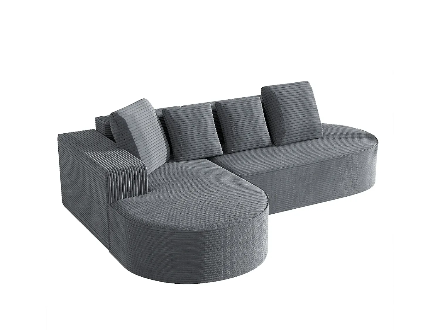 Sofá|Hauss Spole Sofá de canto de 3 lugares com 4 almofadas - Chaise longue em forma de L - Veludo cotelê - Não necessita de montagem Cinzento