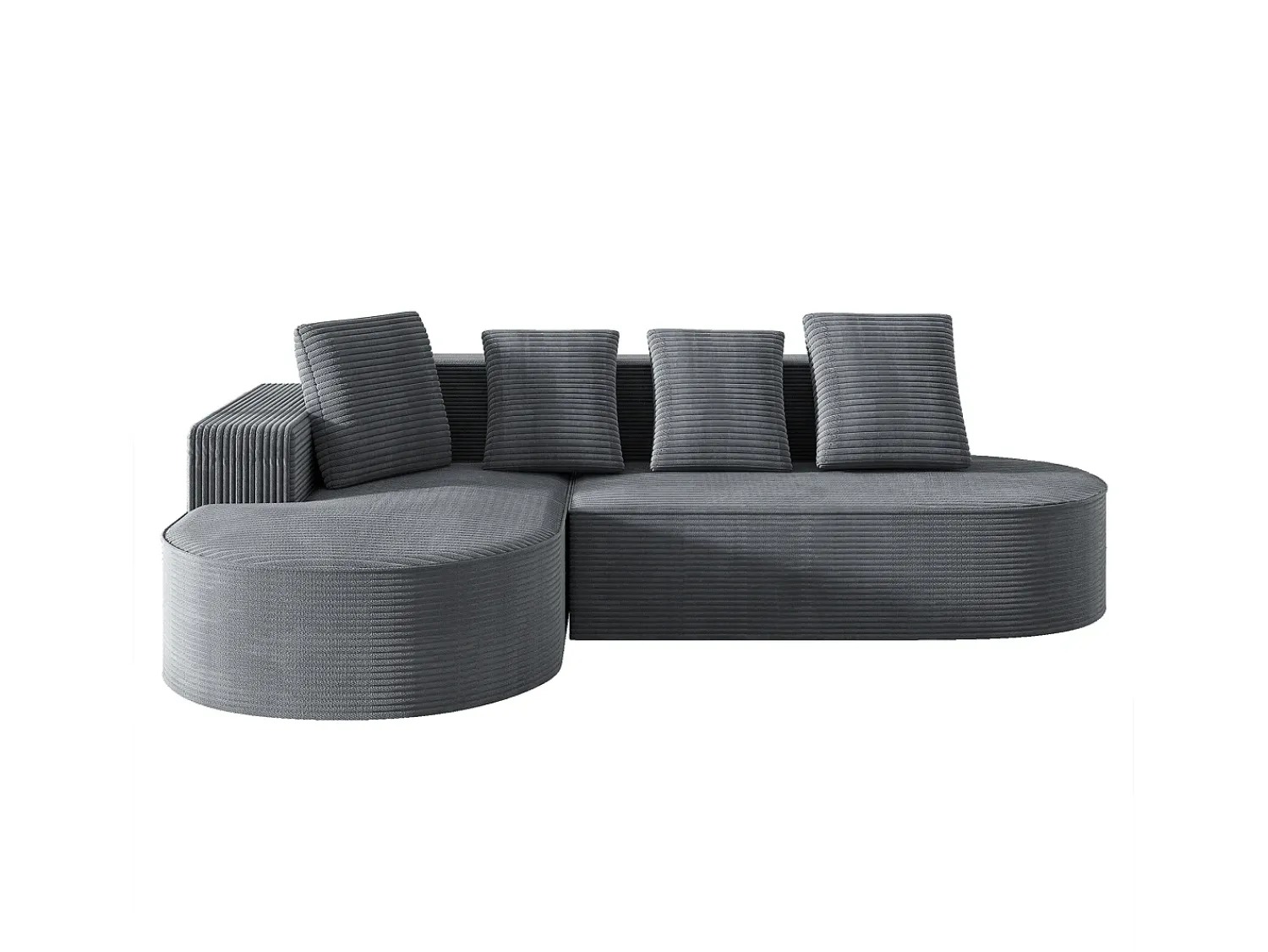 Sofá|Hauss Spole Sofá de canto de 3 lugares com 4 almofadas - Chaise longue em forma de L - Veludo cotelê - Não necessita de montagem Cinzento
