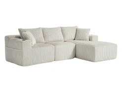 Hauss Spole Sofá de canto de 3 lugares com chaise longue e 5 almofadas - Tecido de bombazine -^ Sofá