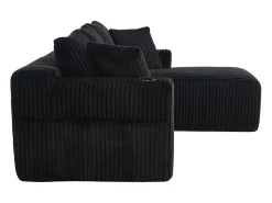 Hauss Spole Sofá de canto de 3 lugares com chaise longue e 5 almofadas - Tecido de bombazine -^ Sofá