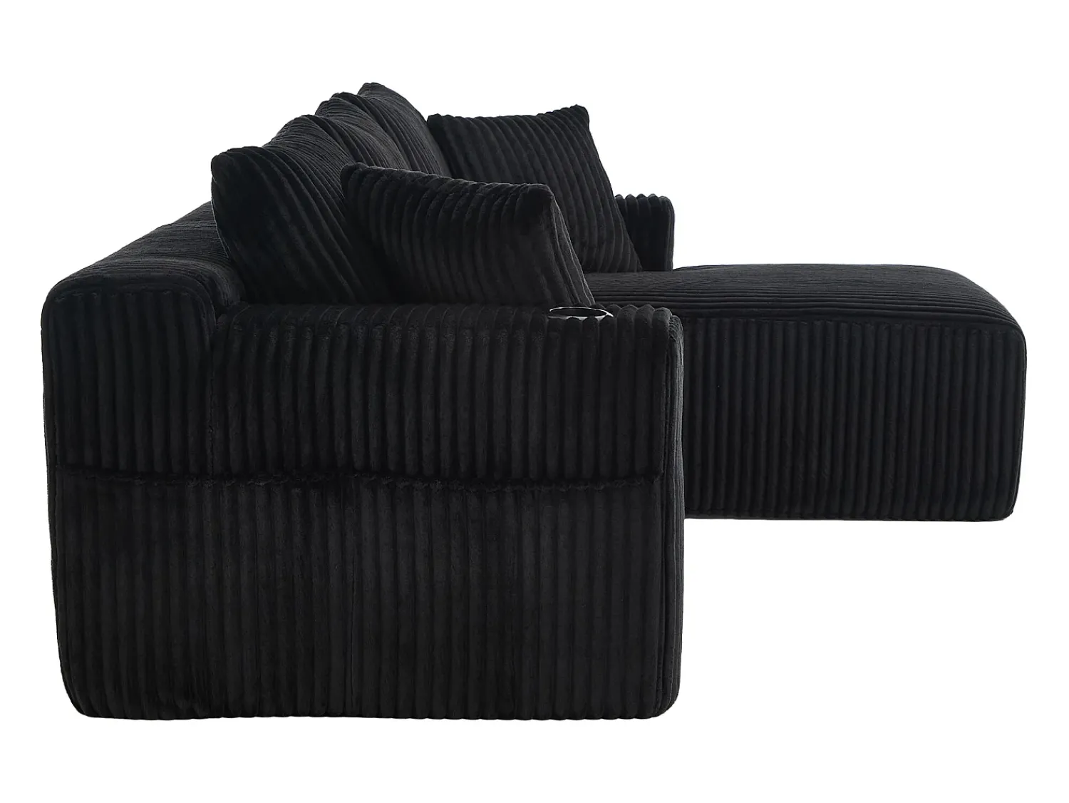 Hauss Spole Sofá de canto de 3 lugares com chaise longue e 5 almofadas - Tecido de bombazine -^ Sofá