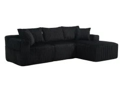 Hauss Spole Sofá de canto de 3 lugares com chaise longue e 5 almofadas - Tecido de bombazine -^ Sofá