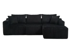 Hauss Spole Sofá de canto de 3 lugares com chaise longue e 5 almofadas - Tecido de bombazine -^ Sofá