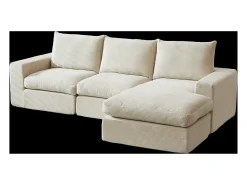 Hauss Spole Sofá de canto de 3 lugares com chaise longue e 3 almofadas - Veludo cotelê^ Sofá