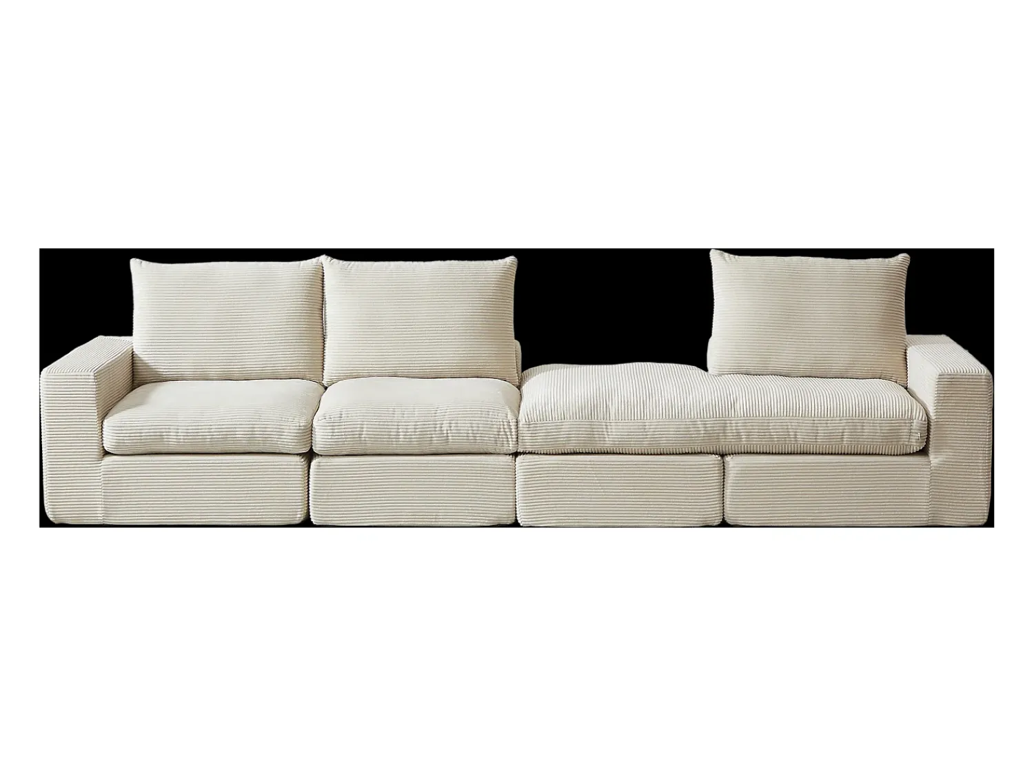 Hauss Spole Sofá de canto de 3 lugares com chaise longue e 3 almofadas - Veludo cotelê^ Sofá
