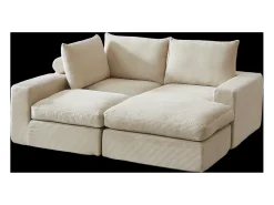 Hauss Spole Sofá de canto de 3 lugares com chaise longue e 3 almofadas - Veludo cotelê^ Sofá