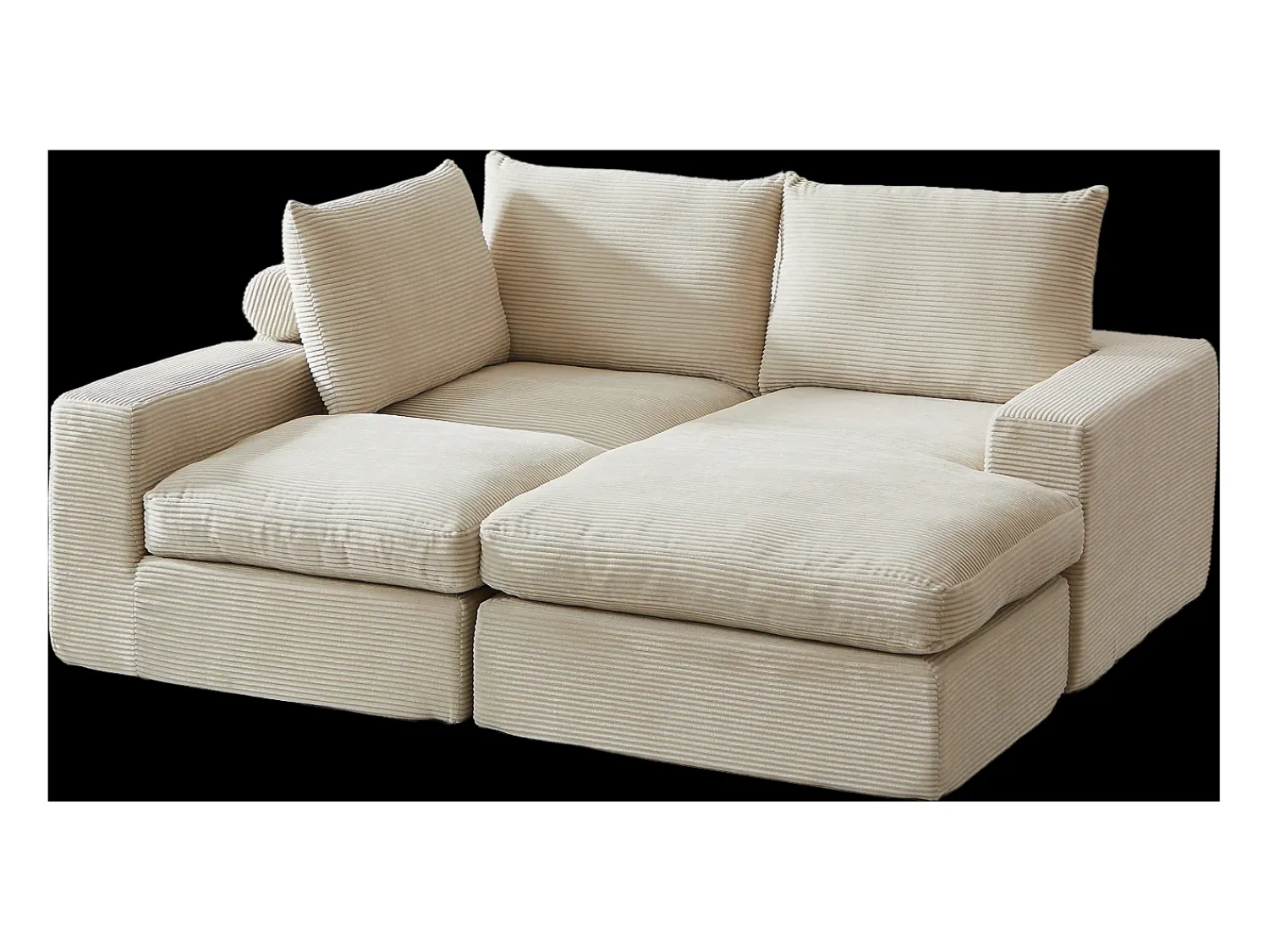 Hauss Spole Sofá de canto de 3 lugares com chaise longue e 3 almofadas - Veludo cotelê^ Sofá