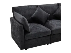 Sofá*ModernLuxe Sofá de canto de 3 lugares - com apoio para pés modular - chenille - Cinza Cinzento