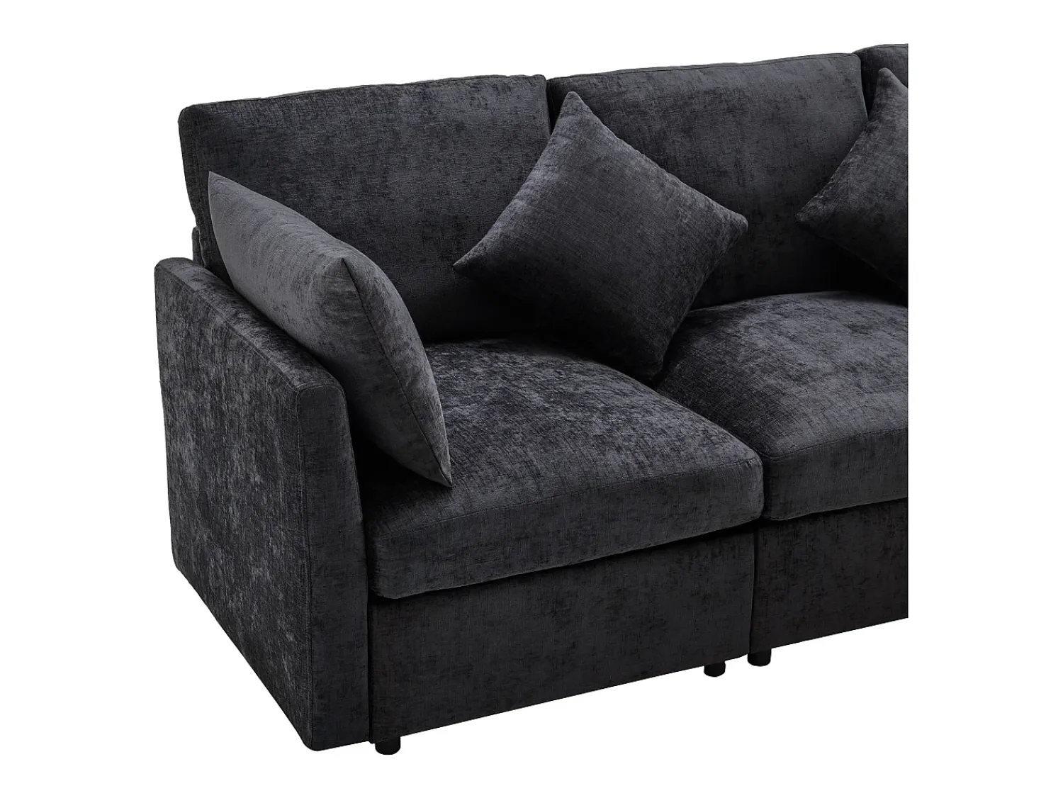 Sofá*ModernLuxe Sofá de canto de 3 lugares - com apoio para pés modular - chenille - Cinza Cinzento