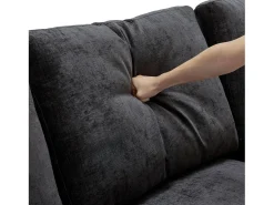 Sofá*ModernLuxe Sofá de canto de 3 lugares - com apoio para pés modular - chenille - Cinza Cinzento