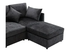 Sofá*ModernLuxe Sofá de canto de 3 lugares - com apoio para pés modular - chenille - Cinza Cinzento