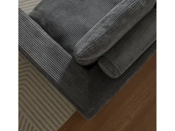 Hauss Spole Sofá de canto de 3 lugares com chaise longue e 3 almofadas - Veludo cotelê cinza escuro^ Sofá
