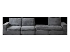 Hauss Spole Sofá de canto de 3 lugares com chaise longue e 3 almofadas - Veludo cotelê cinza escuro^ Sofá