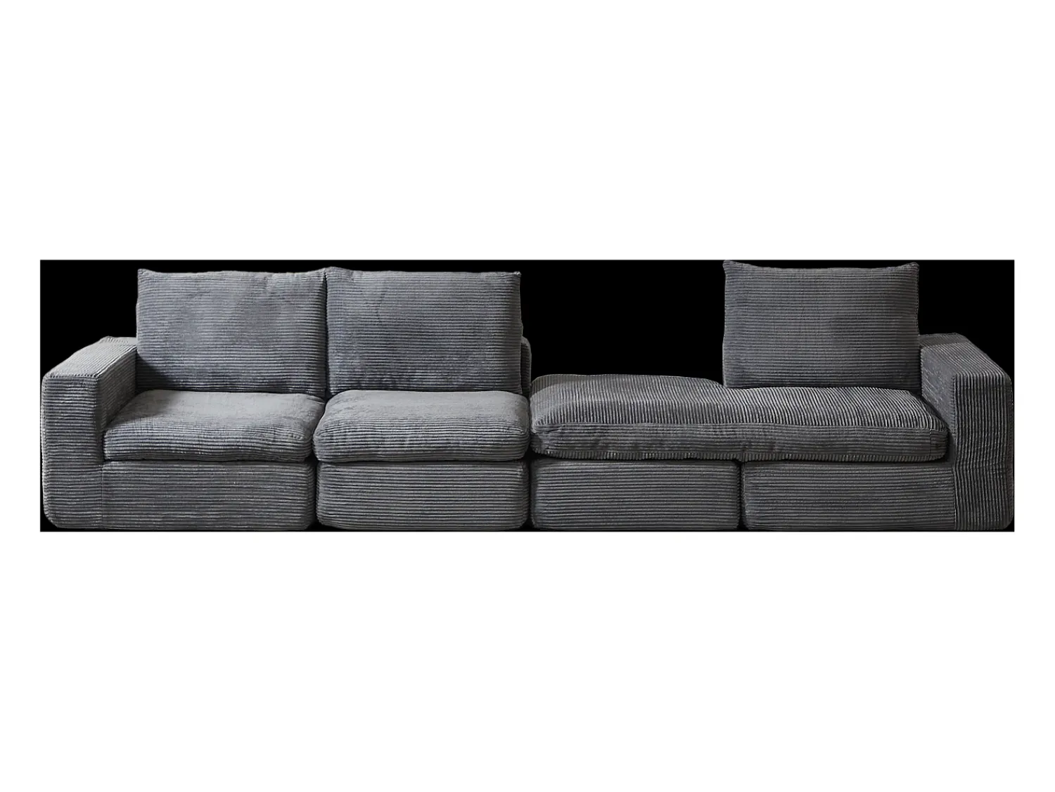 Hauss Spole Sofá de canto de 3 lugares com chaise longue e 3 almofadas - Veludo cotelê cinza escuro^ Sofá