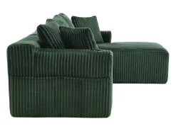 Sofá*Hauss Spole Sofá de canto de 3 lugares com chaise longue e 5 almofadas - Tecido de bombazine - Verde esmeralda
