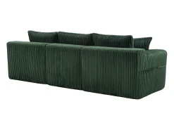 Sofá*Hauss Spole Sofá de canto de 3 lugares com chaise longue e 5 almofadas - Tecido de bombazine - Verde esmeralda