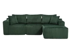 Sofá*Hauss Spole Sofá de canto de 3 lugares com chaise longue e 5 almofadas - Tecido de bombazine - Verde esmeralda