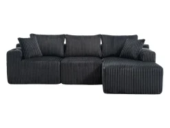 Sofá*Hauss Spole Sofá de canto de 3 lugares com chaise longue e 5 almofadas - Tecido de bombazine - Cinza Cinzento