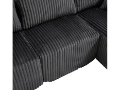 Sofá*Hauss Spole Sofá de canto de 3 lugares com chaise longue e 5 almofadas - Tecido de bombazine - Cinza Cinzento