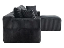 Sofá*Hauss Spole Sofá de canto de 3 lugares com chaise longue e 5 almofadas - Tecido de bombazine - Cinza Cinzento