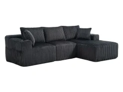 Sofá*Hauss Spole Sofá de canto de 3 lugares com chaise longue e 5 almofadas - Tecido de bombazine - Cinza Cinzento