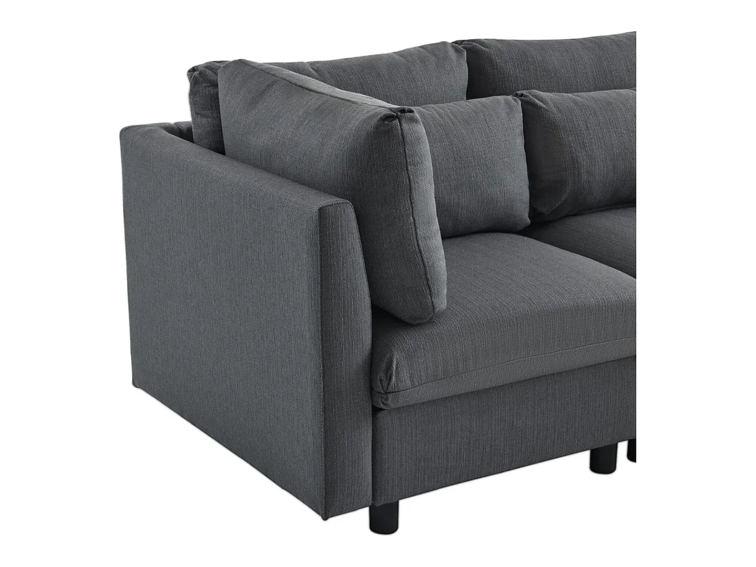 Outlet Sofá de canto de 3-4 lugares, mobiliário estofado em forma de L, tecido de linho, 220x83x81cm, Cinzento