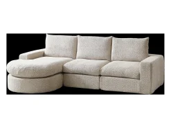 Sofá*Hauss Spole Sofá de canto de 3 lugares com chaise longue e 3 almofadas - Tecido chenille Bege