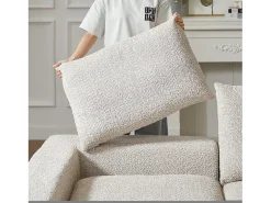 Sofá*Hauss Spole Sofá de canto de 3 lugares com chaise longue e 3 almofadas - Tecido chenille Bege