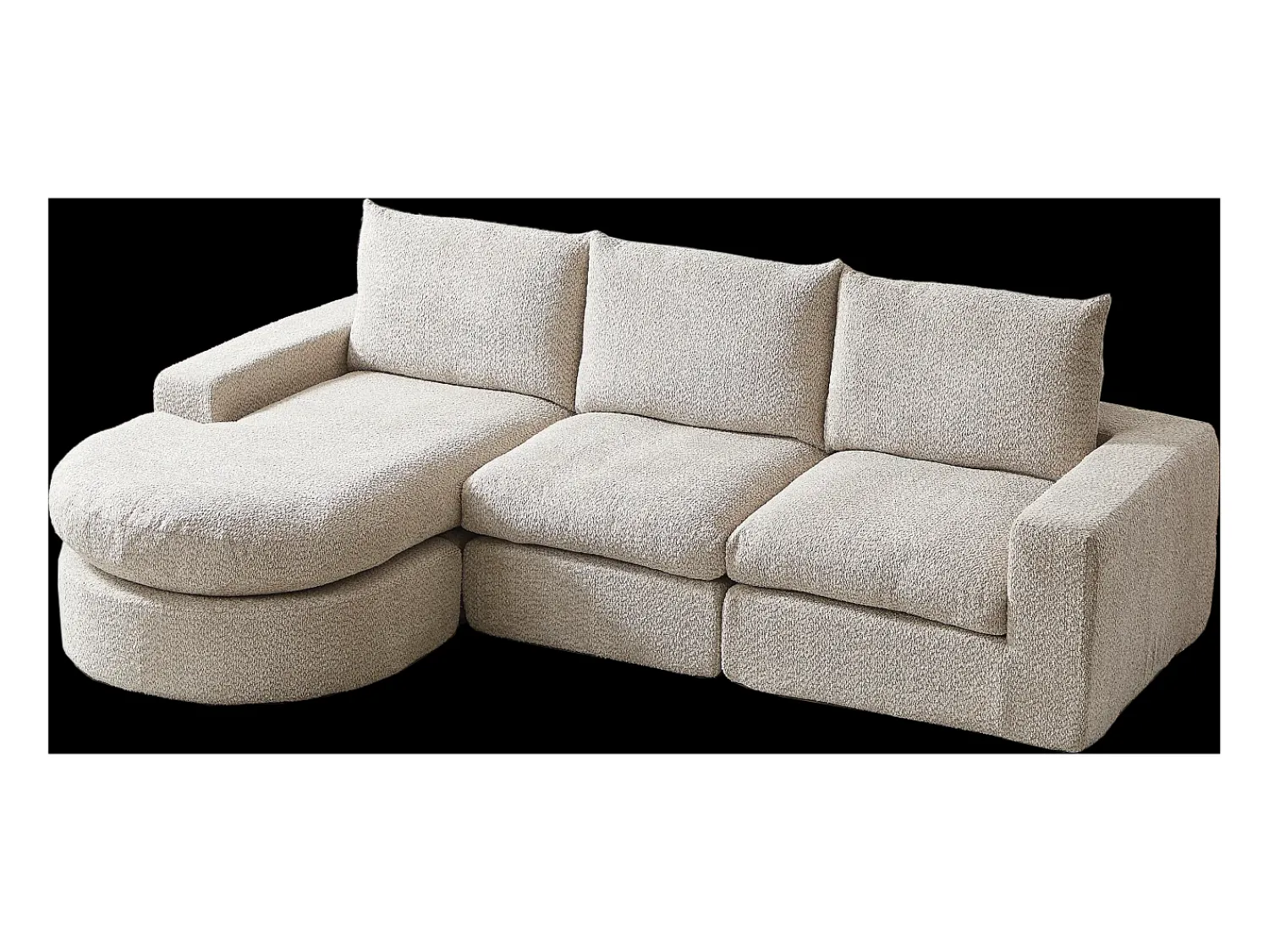 Sofá*Hauss Spole Sofá de canto de 3 lugares com chaise longue e 3 almofadas - Tecido chenille Bege