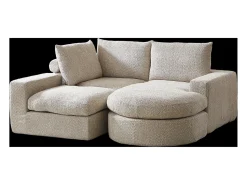 Sofá*Hauss Spole Sofá de canto de 3 lugares com chaise longue e 3 almofadas - Tecido chenille Bege