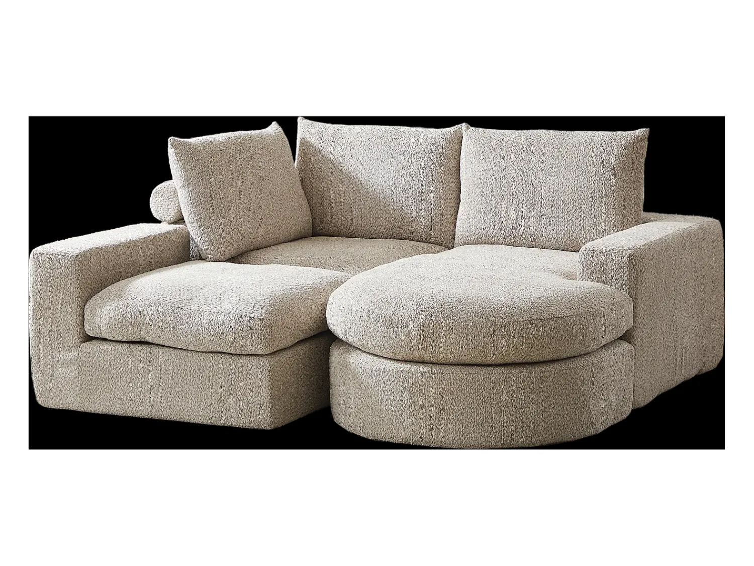 Sofá*Hauss Spole Sofá de canto de 3 lugares com chaise longue e 3 almofadas - Tecido chenille Bege