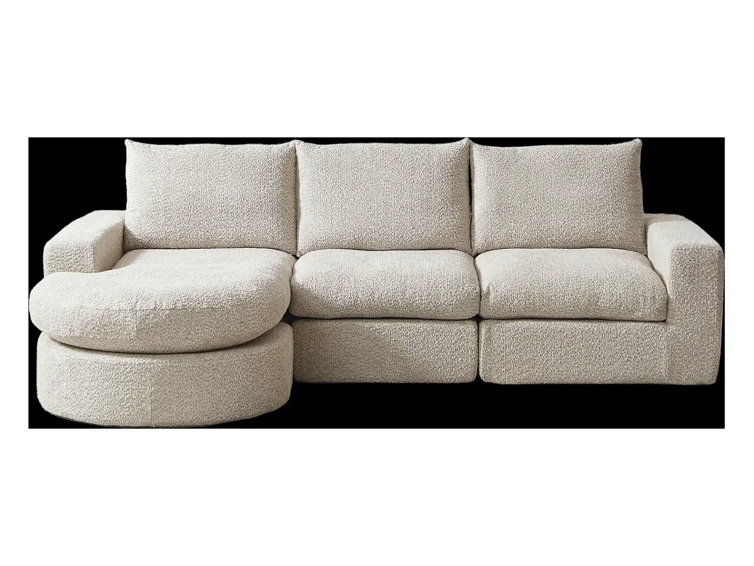Sofá*Hauss Spole Sofá de canto de 3 lugares com chaise longue e 3 almofadas - Tecido chenille Bege