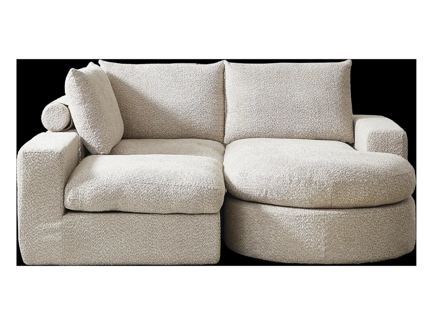 Sofá*Hauss Spole Sofá de canto de 3 lugares com chaise longue e 3 almofadas - Tecido chenille Bege