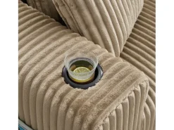 Sofá*Hauss Spole Sofá de canto de 3 lugares com chaise longue e 5 almofadas - Tecido de bombazine - Cor Caqui