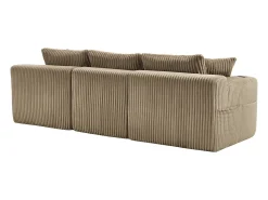 Sofá*Hauss Spole Sofá de canto de 3 lugares com chaise longue e 5 almofadas - Tecido de bombazine - Cor Caqui